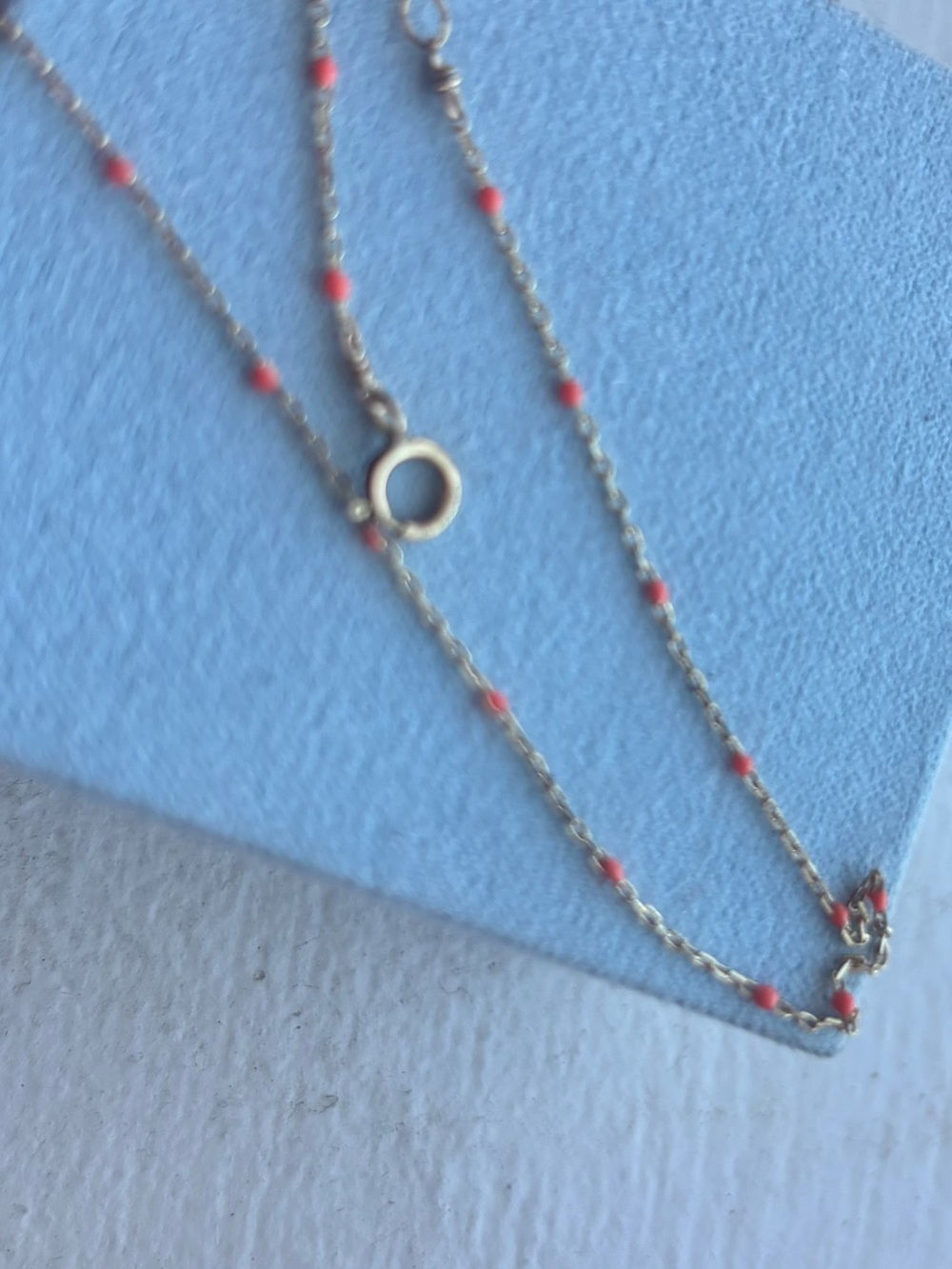 Delicate Gold Chain Necklace with Coral Beads